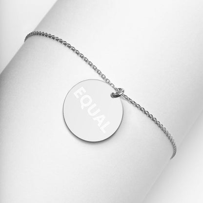 Created Equal Engraved Silver Disc Necklace