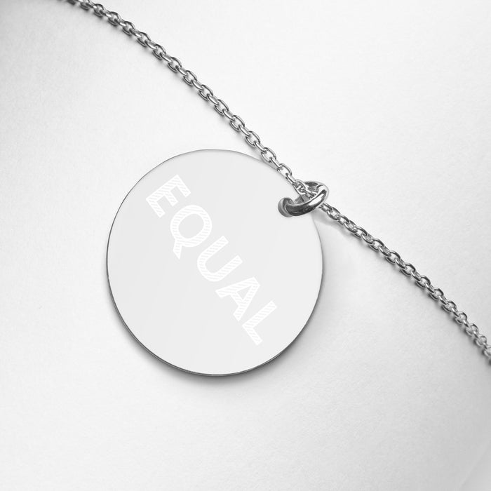 Created Equal Engraved Silver Disc Necklace