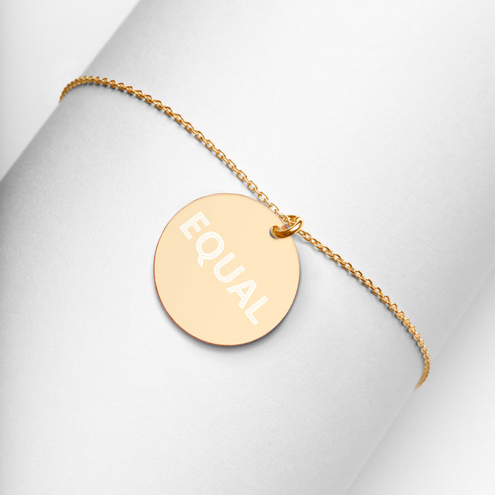 Created Equal Engraved Silver Disc Necklace