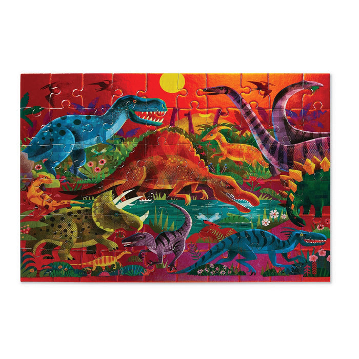 Crocodile Creek Foil Puzzle 60pc - Dazzling Dinosaurs-79052-Pumpkin Pie Kids Canada