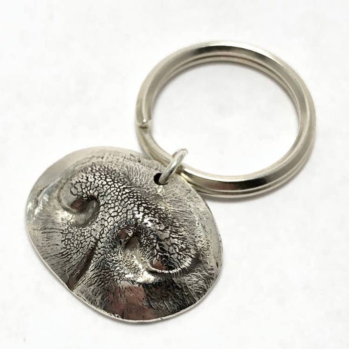 Custom Silver Pet Nose Print Keyring