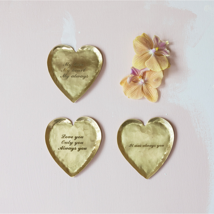 Decorative Saying Brass Heart Shaped Dish