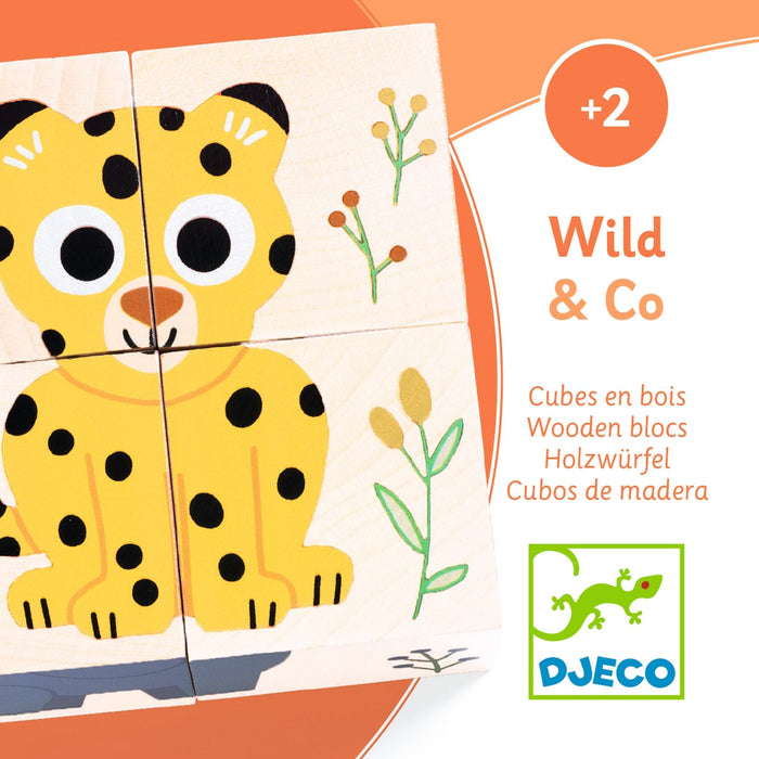 Djeco Wooden Cubes - Wild & Co-DJ01904-Pumpkin Pie Kids Canada