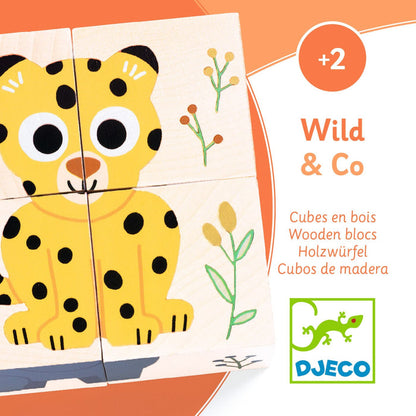 Djeco Wooden Cubes - Wild & Co-DJ01904-Pumpkin Pie Kids Canada