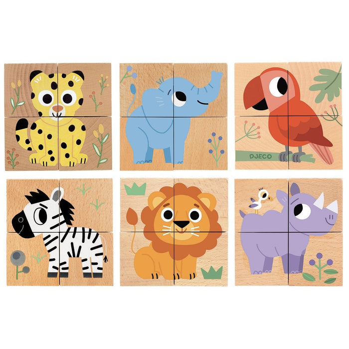 Djeco Wooden Cubes - Wild & Co-DJ01904-Pumpkin Pie Kids Canada