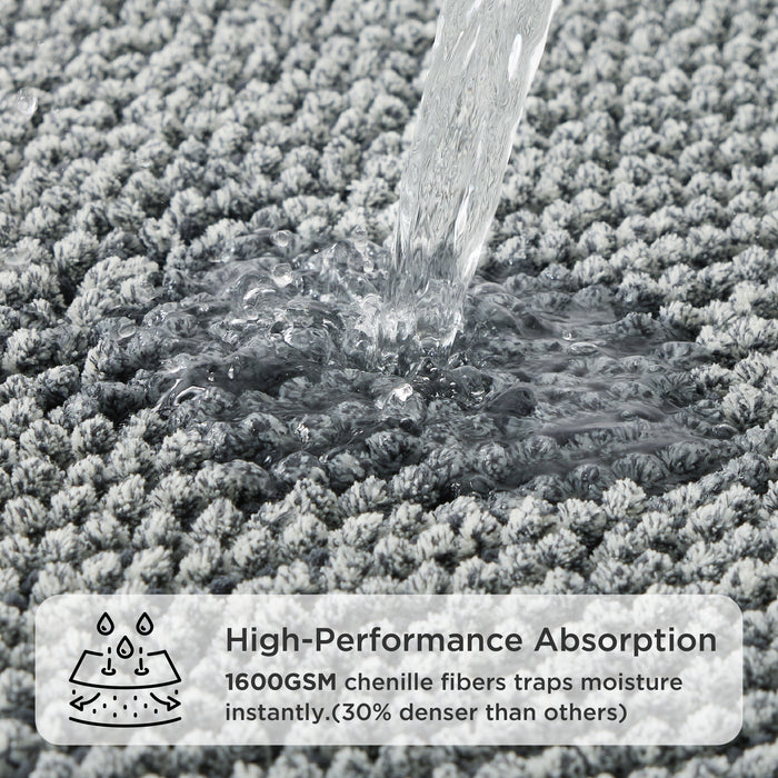 Dog doormat for muddy paws: 1600GSM chenille absorbs water.