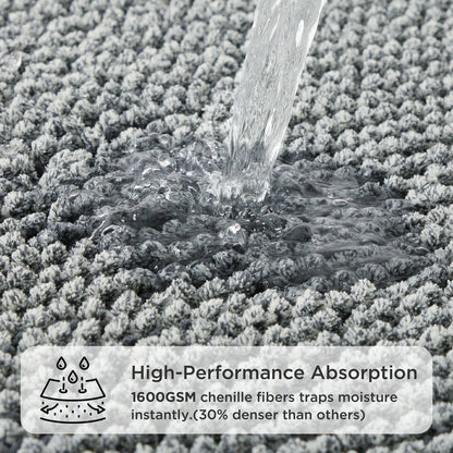 Dog doormat for muddy paws: 1600GSM chenille absorbs water.