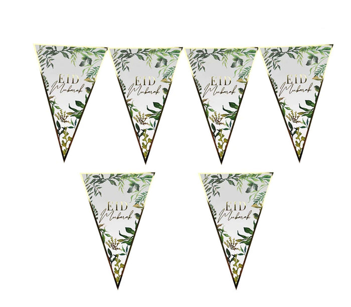 Eid Mubarak Green Leaf Banner Muslim Memories