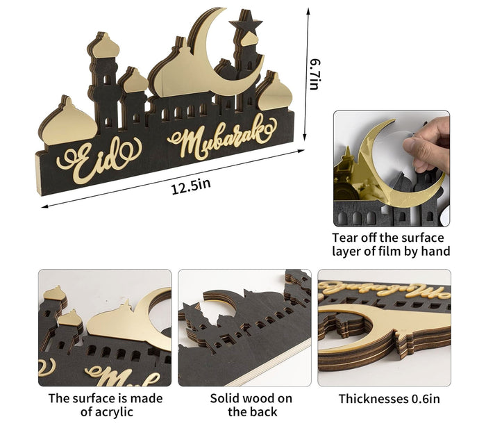 Eid Mubarak Wooden Centerpiece U-SHINE CRAFT CO.