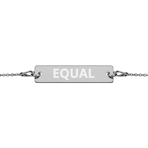 Equal Engraved Silver Bar Chain Bracelet