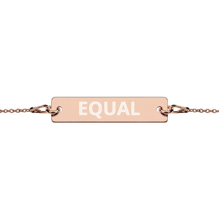 Equal Engraved Silver Bar Chain Bracelet