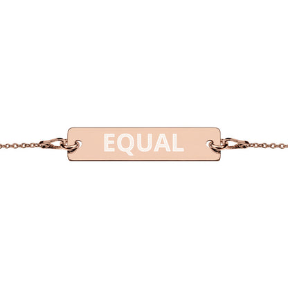 Equal Engraved Silver Bar Chain Bracelet