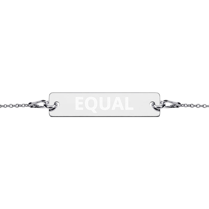 Equal Engraved Silver Bar Chain Bracelet