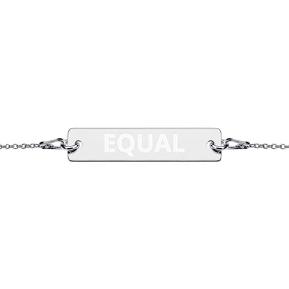 Equal Engraved Silver Bar Chain Bracelet