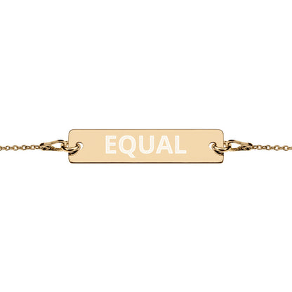 Equal Engraved Silver Bar Chain Bracelet