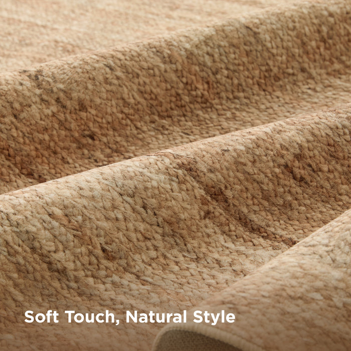 Faux Cashmere Jute-Look Area Rug texture, soft touch, natural style.