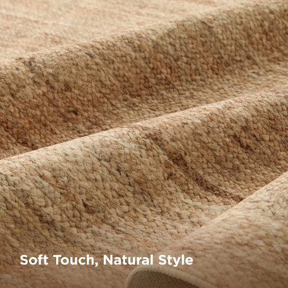 Faux Cashmere Jute-Look Area Rug texture, soft touch, natural style.