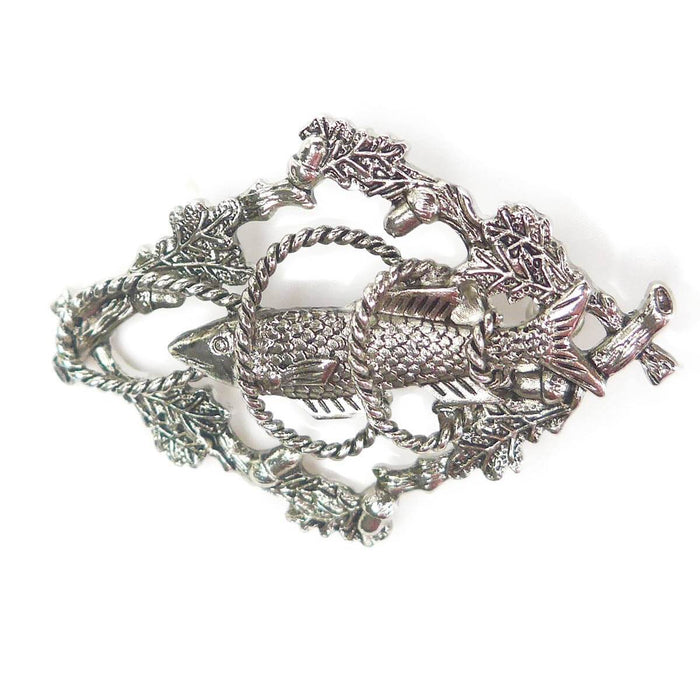 German Hunting Collectible Metal Hat Pin With Fish & Ropes - ScandinavianGiftOutlet