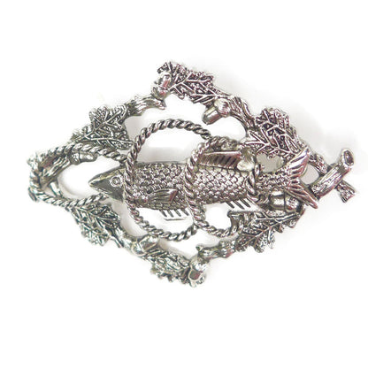 German Hunting Collectible Metal Hat Pin With Fish & Ropes