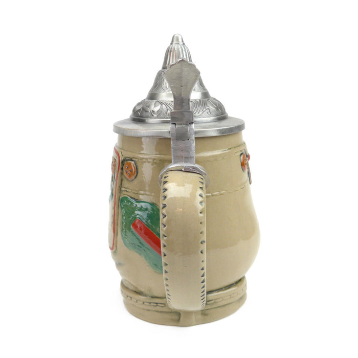 German Lederhosen Beer Stein with Lid - ScandinavianGiftOutlet