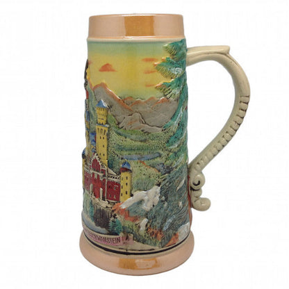 German Stein Ludwig's Castle Engraved no/Lid - ScandinavianGiftOutlet