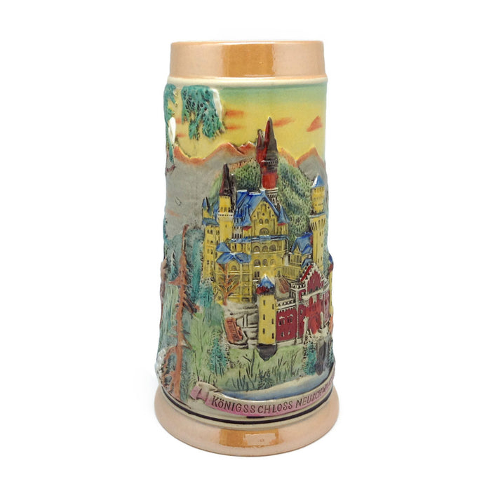 German Stein Ludwig's Castle Engraved no/Lid - ScandinavianGiftOutlet