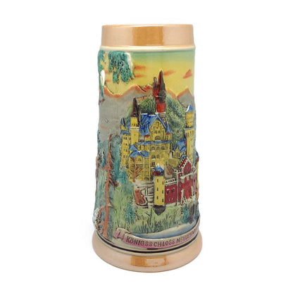 German Stein Ludwig's Castle Engraved no/Lid - ScandinavianGiftOutlet