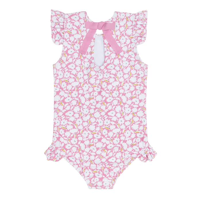 girls blush bloom ruffle cap sleeve one piece