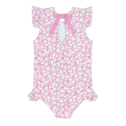 girls blush bloom ruffle cap sleeve one piece