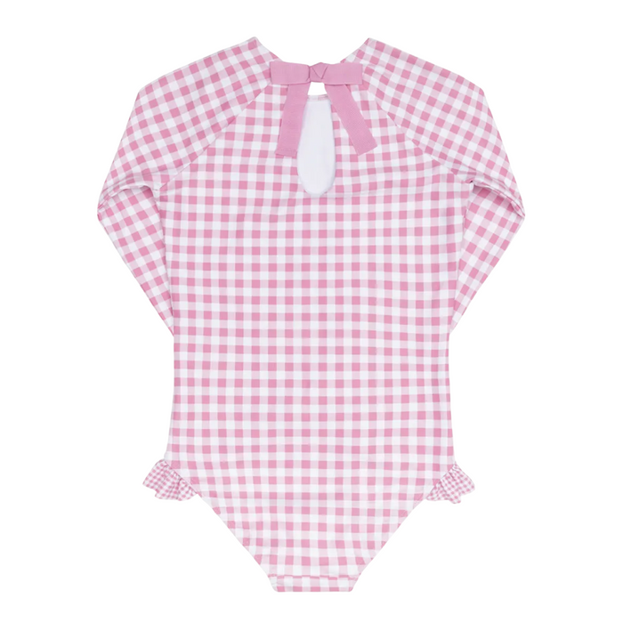 girls blush gingham rashguard one piece
