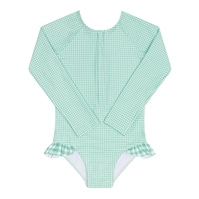 girls gustavia gingham front zip rashguard one piece