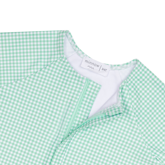 girls gustavia gingham front zip rashguard one piece