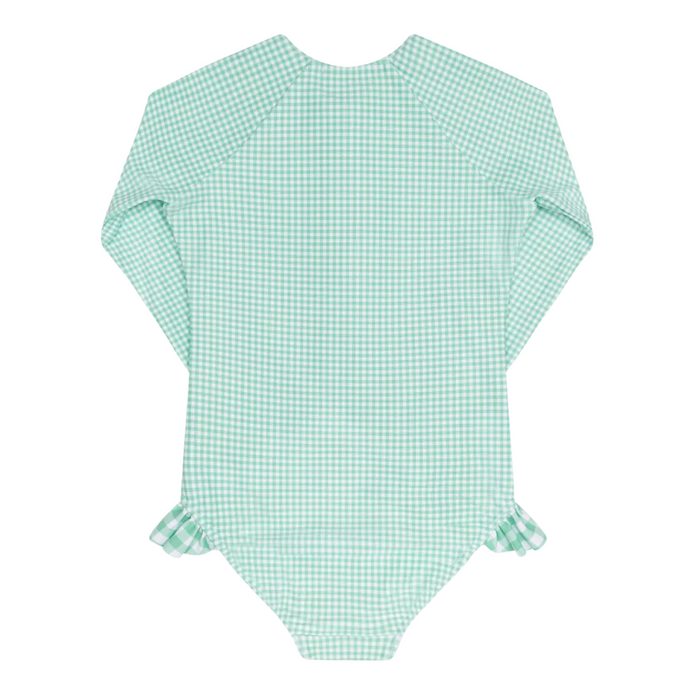 girls gustavia gingham front zip rashguard one piece