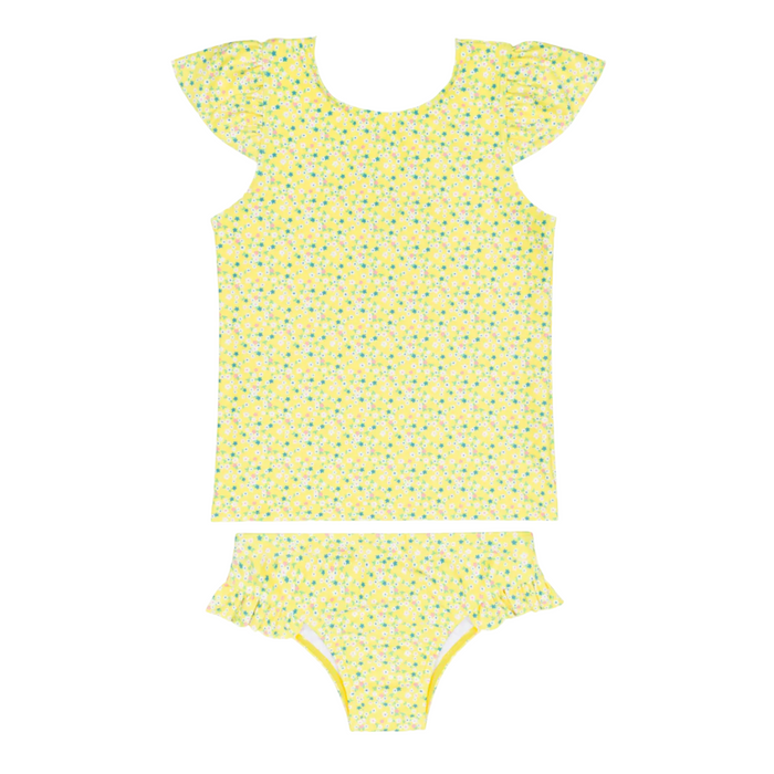 girls petite fleur cap sleeve rashguard set