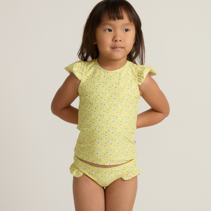 girls petite fleur cap sleeve rashguard set