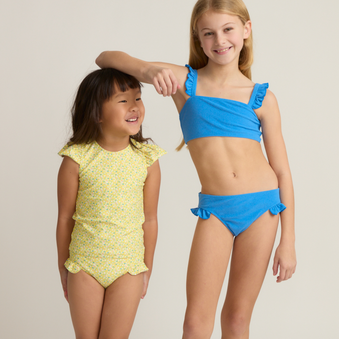 girls petite fleur cap sleeve rashguard set