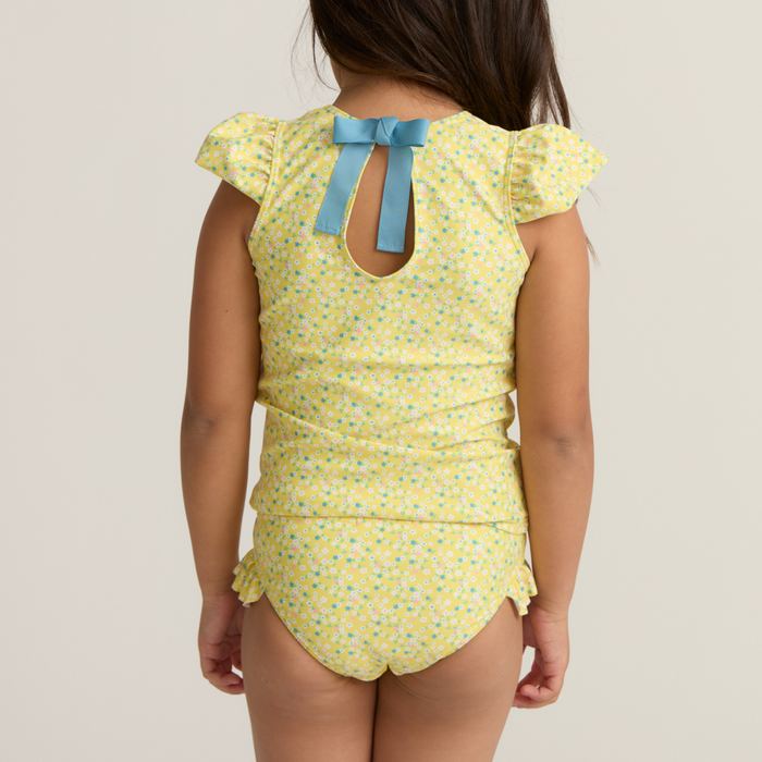 girls petite fleur cap sleeve rashguard set