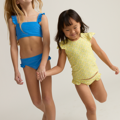 girls petite fleur cap sleeve rashguard set