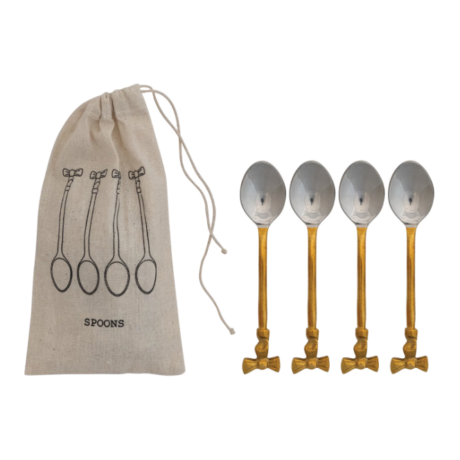 Gold Bow Handle Coffee Spoons