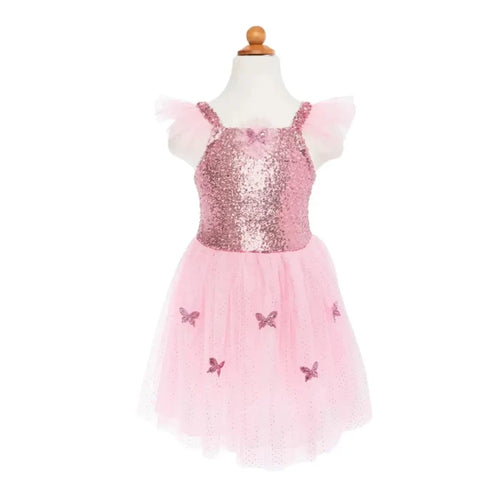 Great Pretenders Pink Sequins Butterfly Dress-32315 5-7-Pumpkin Pie Kids Canada