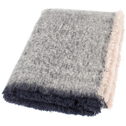 Grey and Blush Wool Throw
