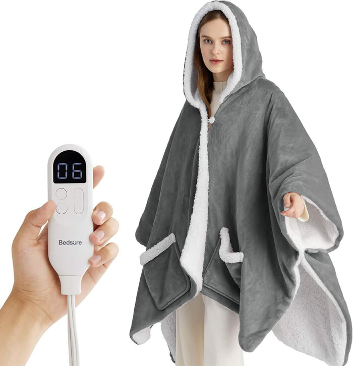 GentleSoft™ Heated Sherpa Fleece Blanket Hoodie