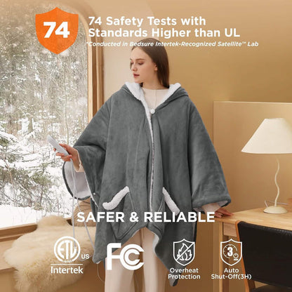 GentleSoft™ Heated Sherpa Fleece Blanket Hoodie