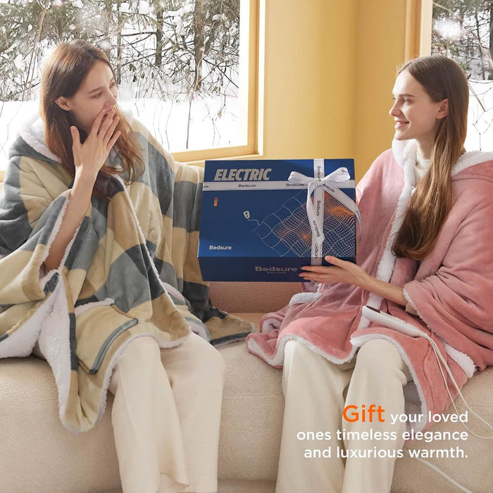 GentleSoft™ Heated Sherpa Fleece Blanket Hoodie