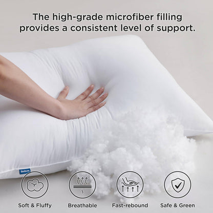 GentleSoft white pillow: hand presses microfiber filling, soft, breathable, fast-rebound, OEKO-TEX certified.