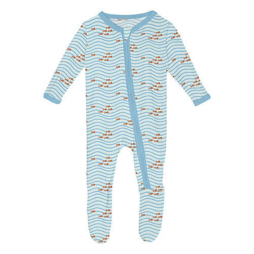 KicKee Pants Footie w/2W Zipper - Fresh Air Little Fishy-FZ112-1-LI-S25D3B-FALF N-Pumpkin Pie Kids Canada