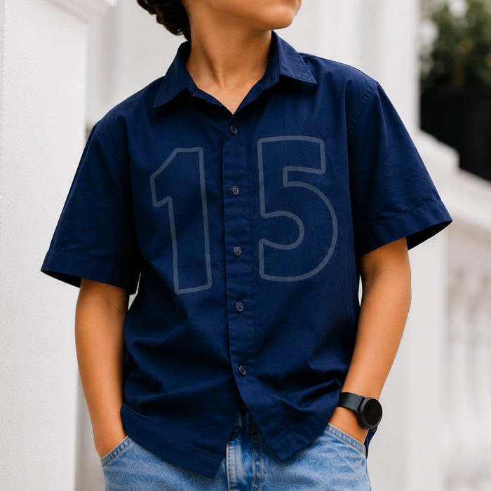 Kids Boys Combo Set with Blue Comfort Fit Casual Shirt & Light Blue Relaxed Fit Denim Jeans