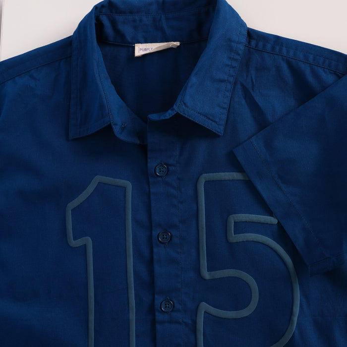Kids Boys Shirt in Blue with Relaxed Fit, Short Sleeves & Soft Comfortable Fabric