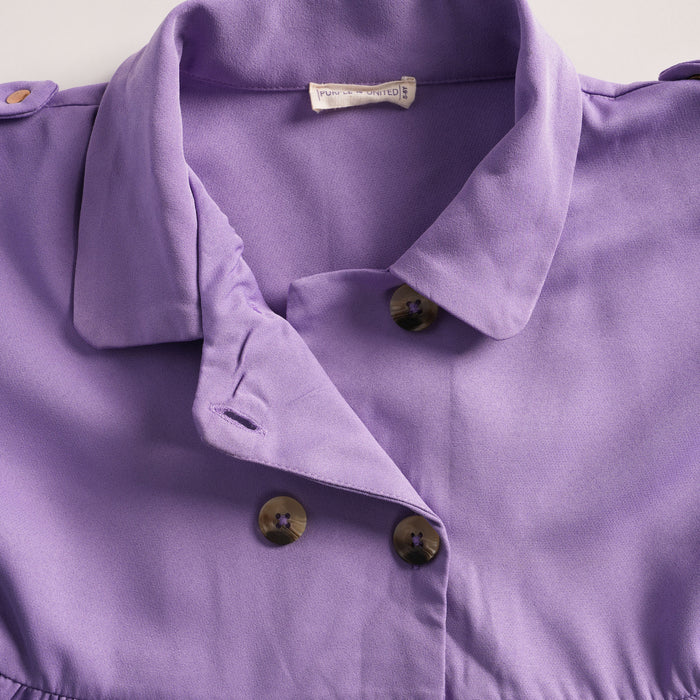 Kids Girls Dress in Lavender with Soft Comfort Fabric, Waist Belt & Collared Neck