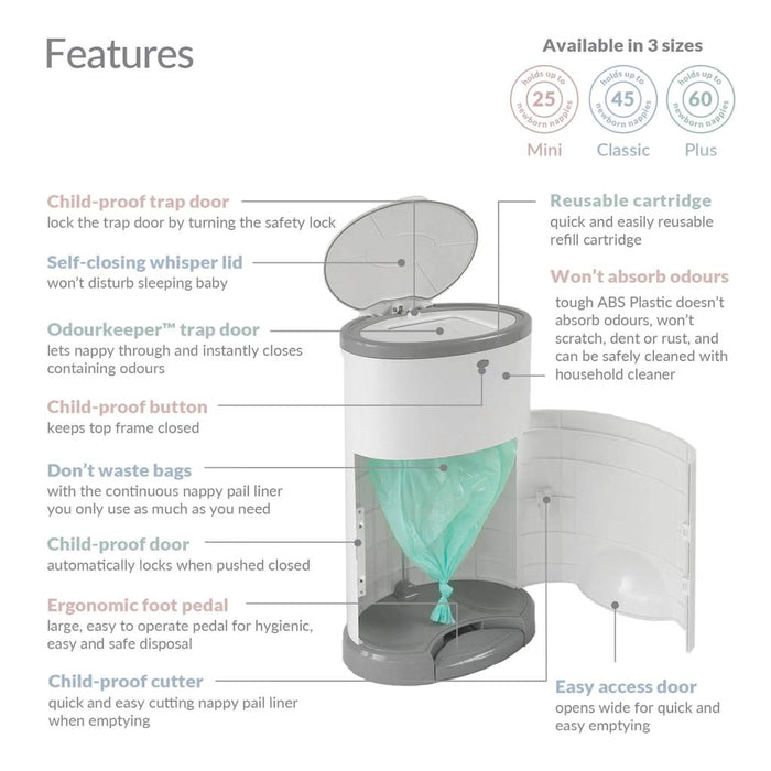 KORBELL CLASSIC HANDS-FREE NAPPY BIN 16L BUNDLE